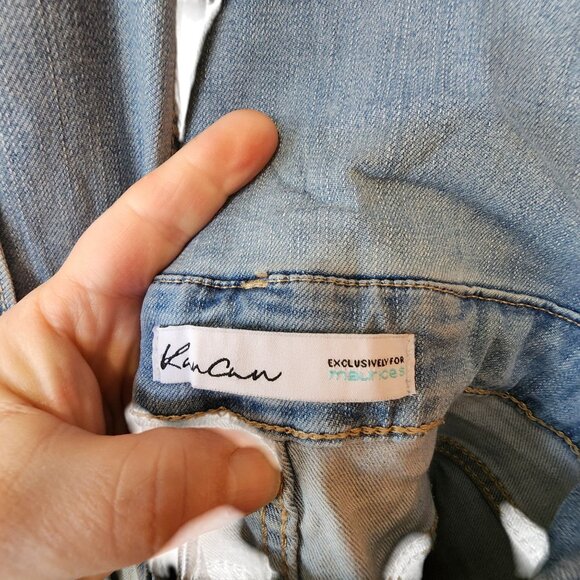 KenCan Womens Light Wash Denim Overall Dress XL Adjustable Straps Pockets Distre - Picture 3 of 4